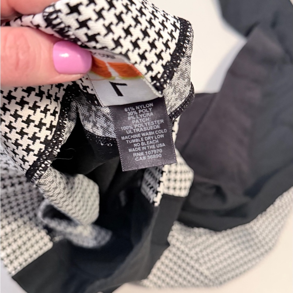 Kerrits Black & White Houndstooth Knee Patch Tights - Picture 5 of 5